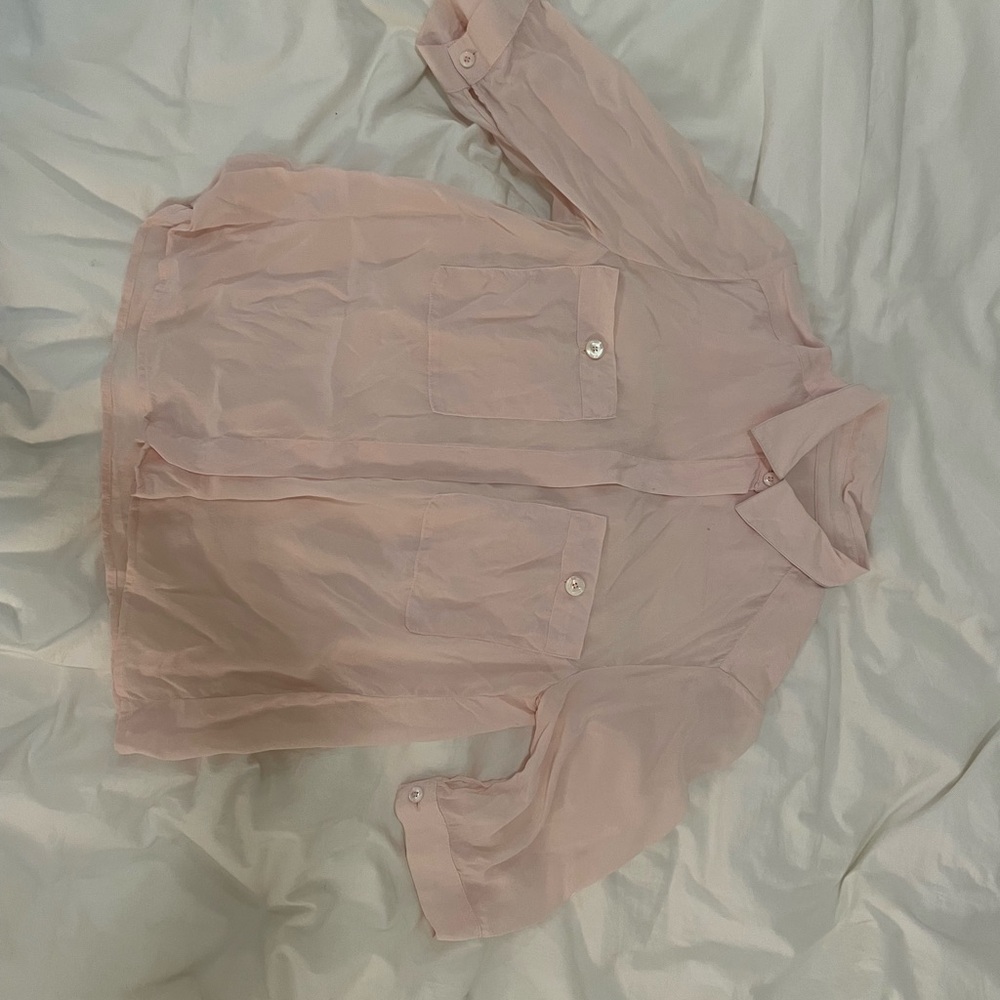 Vintage Light Pink Button-Up Blouse